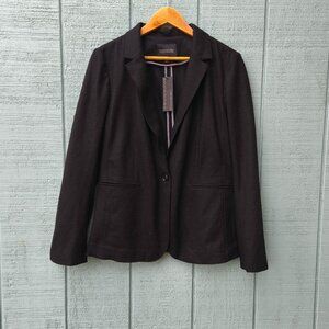 NWT Banana Republic Long and Lean Wool Blend One Button Blazer sz 14 Black